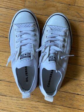 Converse White Low-Top Knit Slip-On Sneakers